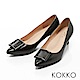 KOKKO- 都會尖頭方扣真皮舒壓高跟鞋 -經典黑 product thumbnail 1
