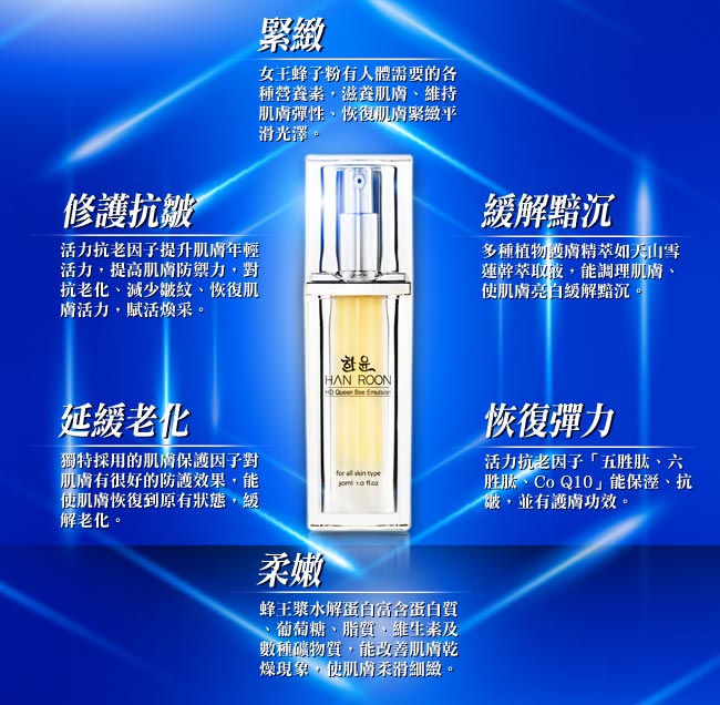 HANROON韓潤 正韓凍齡神器買大送小(HD黃金六角童顏蜂后精萃30ml+10mlx2)