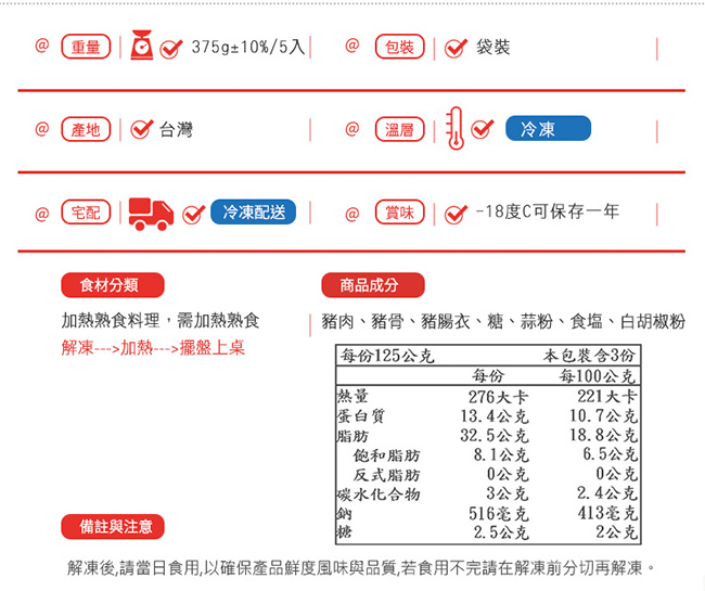 極鮮配888任選 米其林5入帶骨德式香腸 (375g±10%/1包5入)