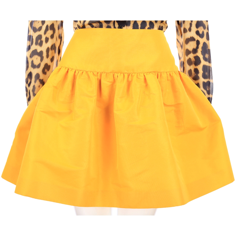 VALENTINO 抓褶造型設計短裙(黃色)