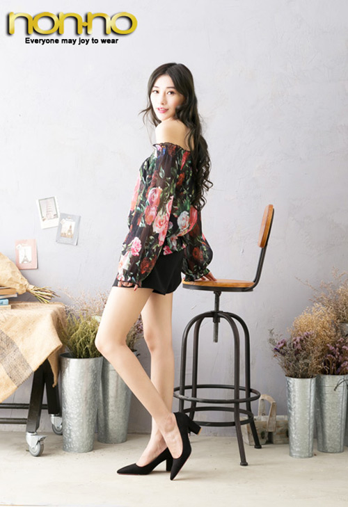 nonno素面麡皮絨 時尚百搭尖頭高跟鞋-黑