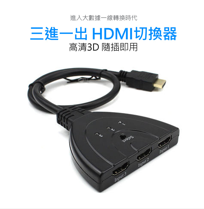 【SHOWHAN】HDMI 一對三分接器 HDMI 三進一出切換器