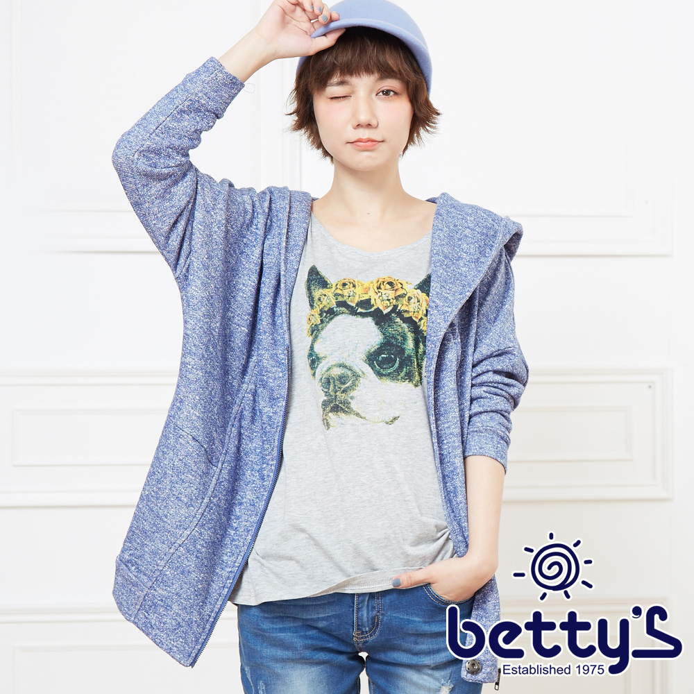 betty’s貝蒂思　狗狗插圖設計兩件式連帽外套(藍色)