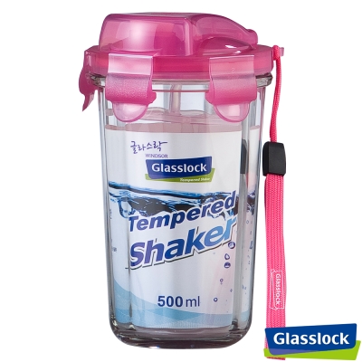 Glasslock強化玻璃環保攜帶型水杯 繽紛款500ml(粉色)