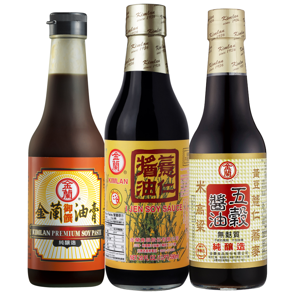 《金蘭》五穀醬油500ml+薏仁醬油590ml+御饌油膏500ml