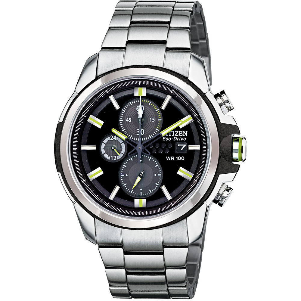 CITIZEN 關鍵時刻三眼計時腕錶(CA0428-56E)-黑/43mm