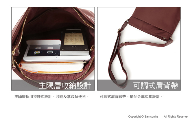 Samsonite REDCLODI優雅質感輕量斜背包(卡其綠)