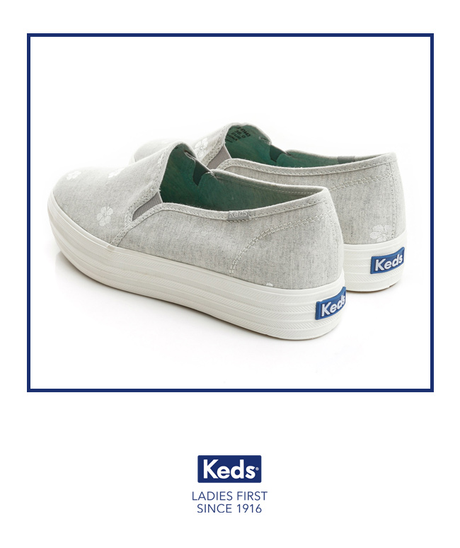 Keds TRIPLE DECKER 扶桑花厚底休閒鞋-淺灰