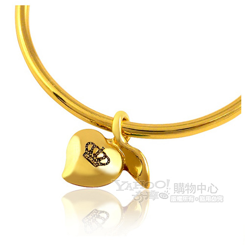 JUICY COUTURE 金色愛心蘋果晶鑽鑲嵌環型耳環
