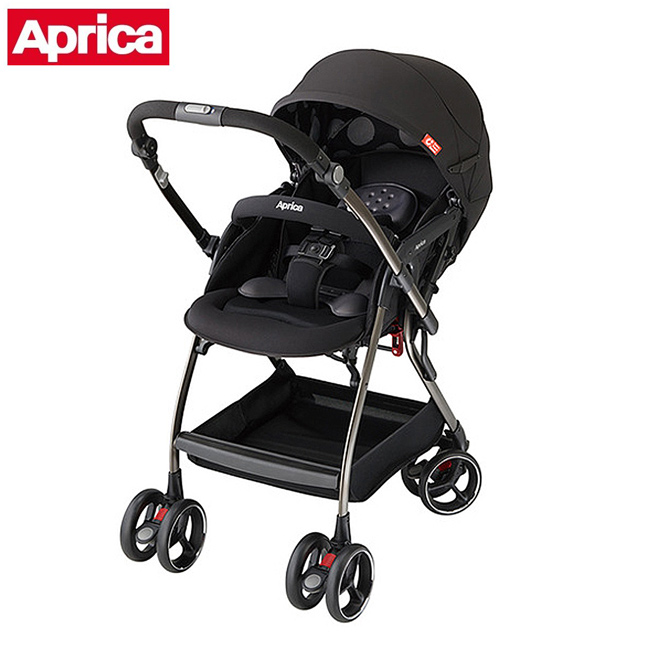 Aprica 四輪自動定位導向型嬰幼兒手推車 Optia新視野 酷點黑