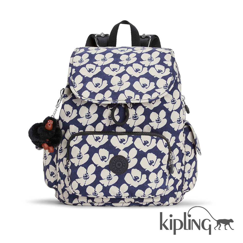 Kipling 後背包 夏日時光花卉印花-中