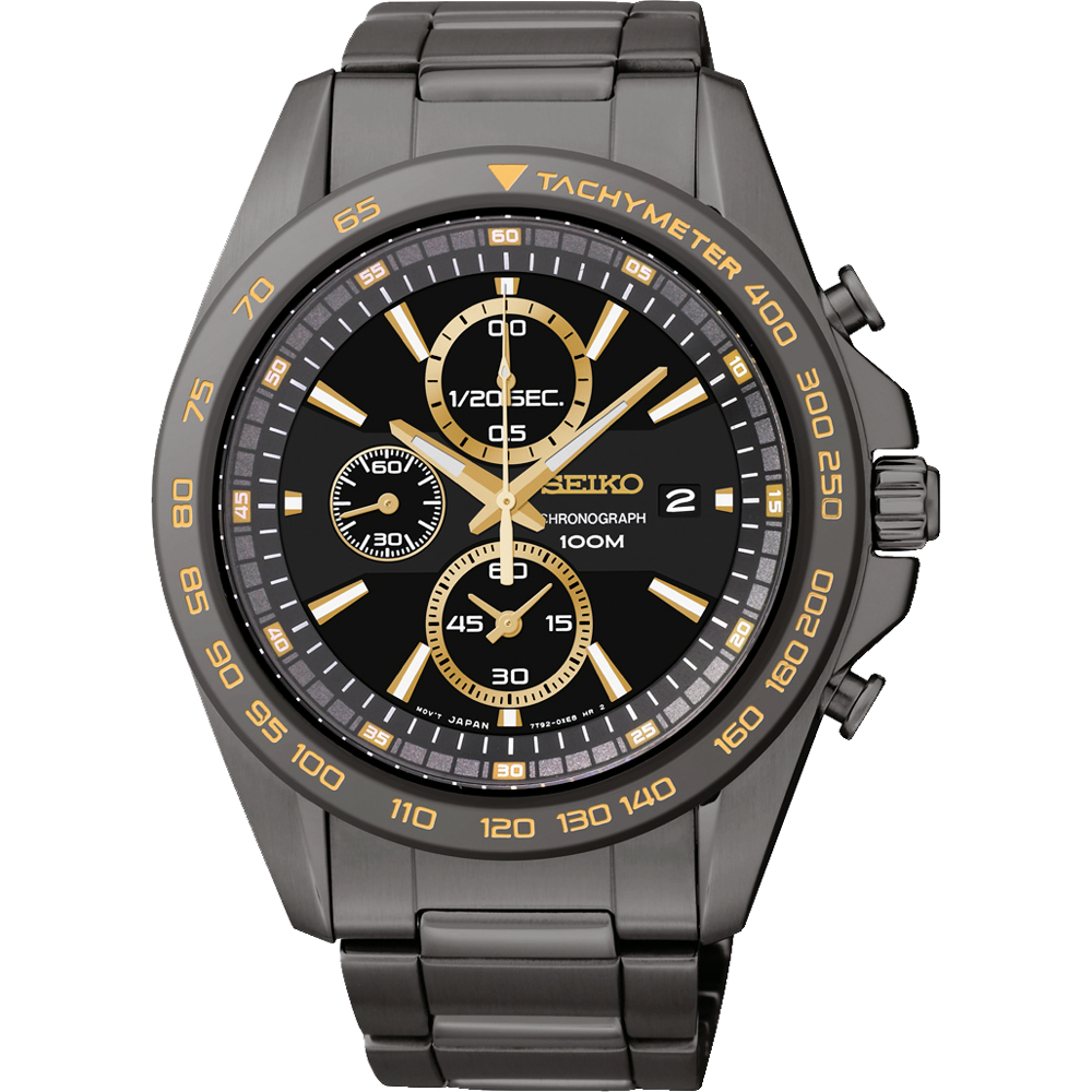 SEIKO Criteria 爭鋒相對三眼計時腕錶(SNDF79P1)-IP黑x金時標/44mm