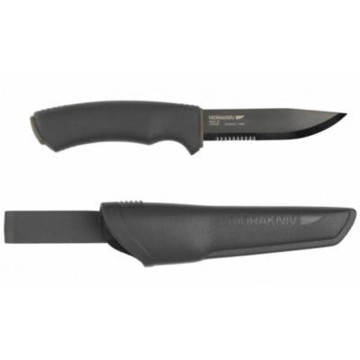 MORAKNIV BUSHCRAFT BLACK SRT 不鏽鋼軍用直刀 半齒半刃 黑/灰