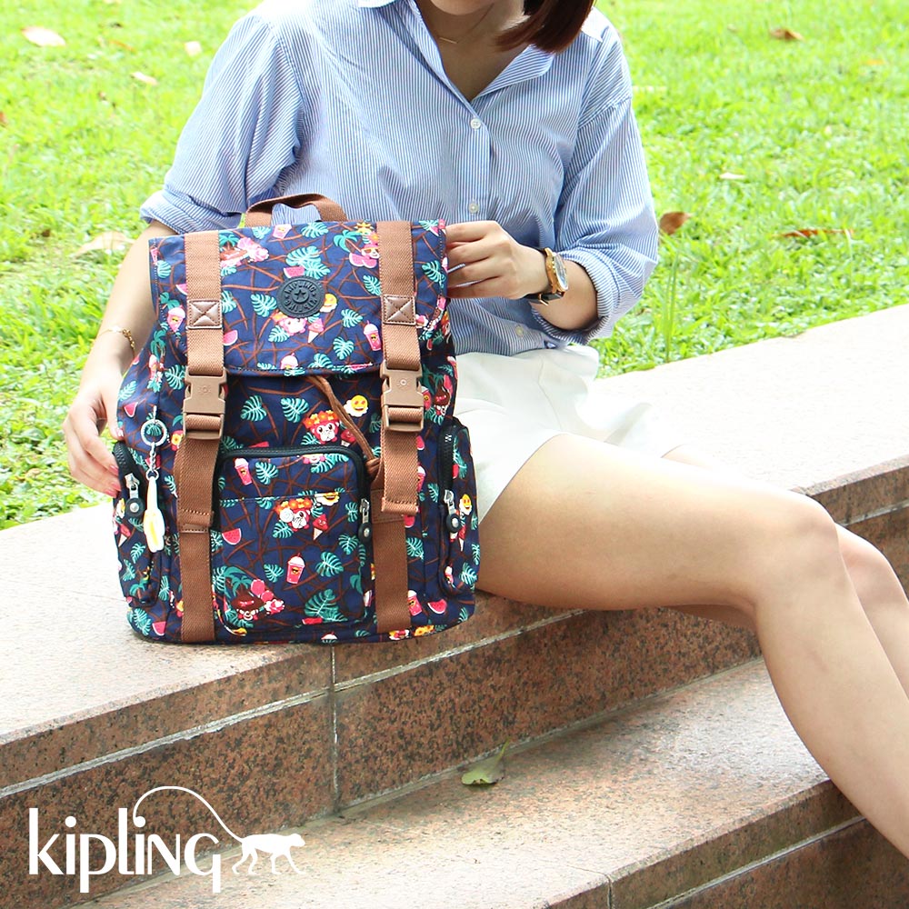 Kipling 後背包 Emoji 系列 夏日湛藍-大