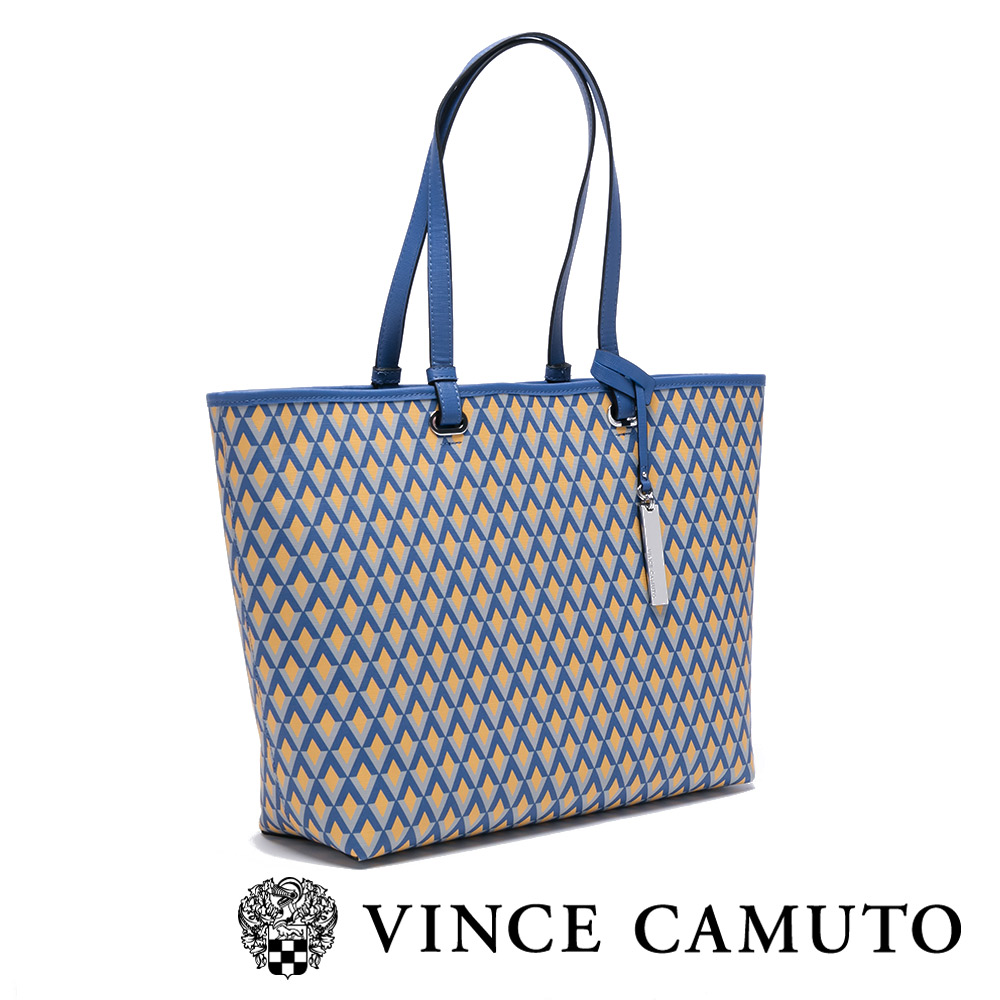 Vince Camuto 時髦感菱格紋肩背包-藍色