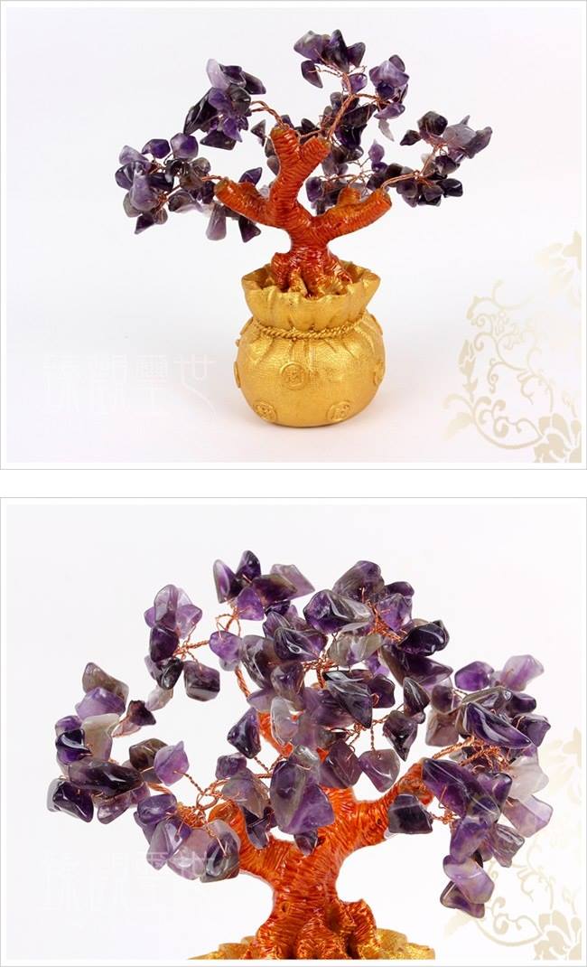 紫水晶樹錢袋擺件 紫晶樹