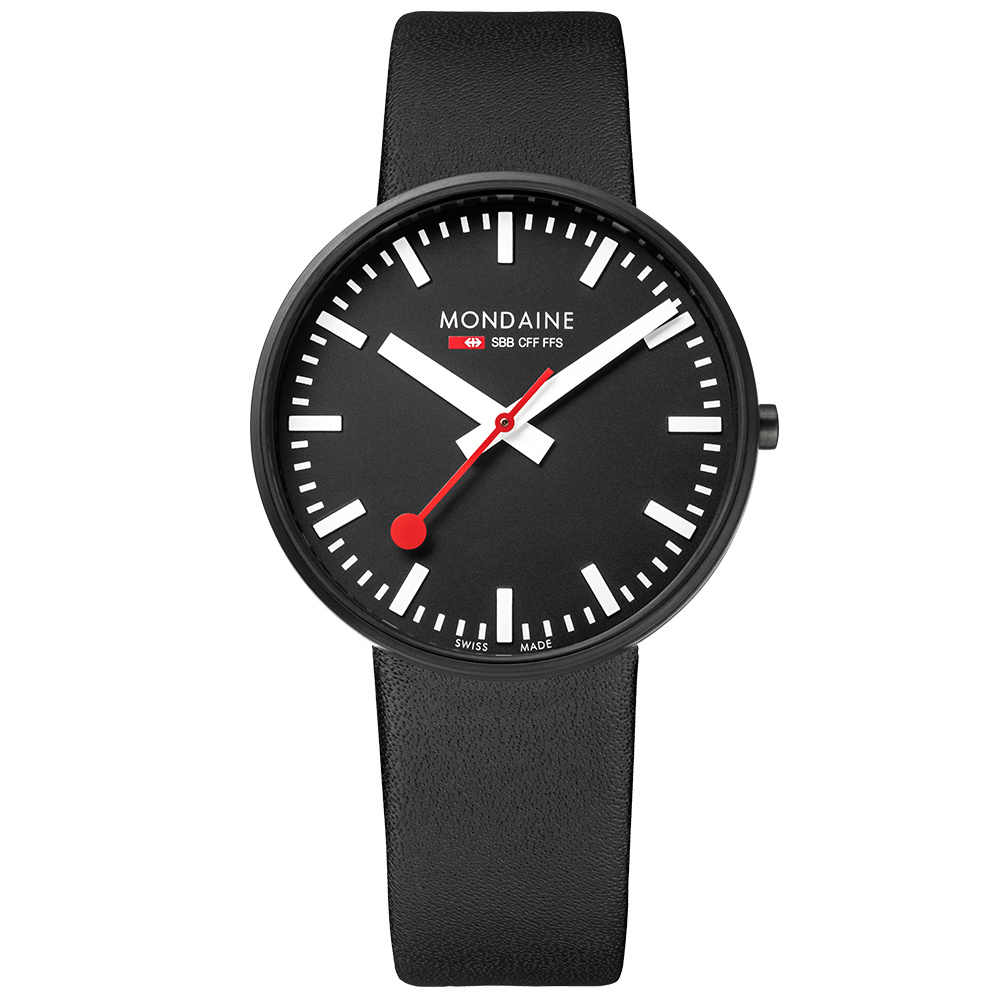 MONDAINE 瑞士國鐵Giant大錶面限量腕錶/42mm-黑面