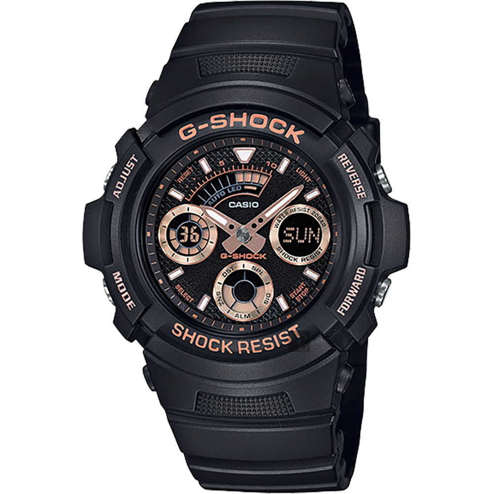 CASIO 卡西歐 G-SHOCK 賽車運動手錶-玫瑰金x黑/52mm