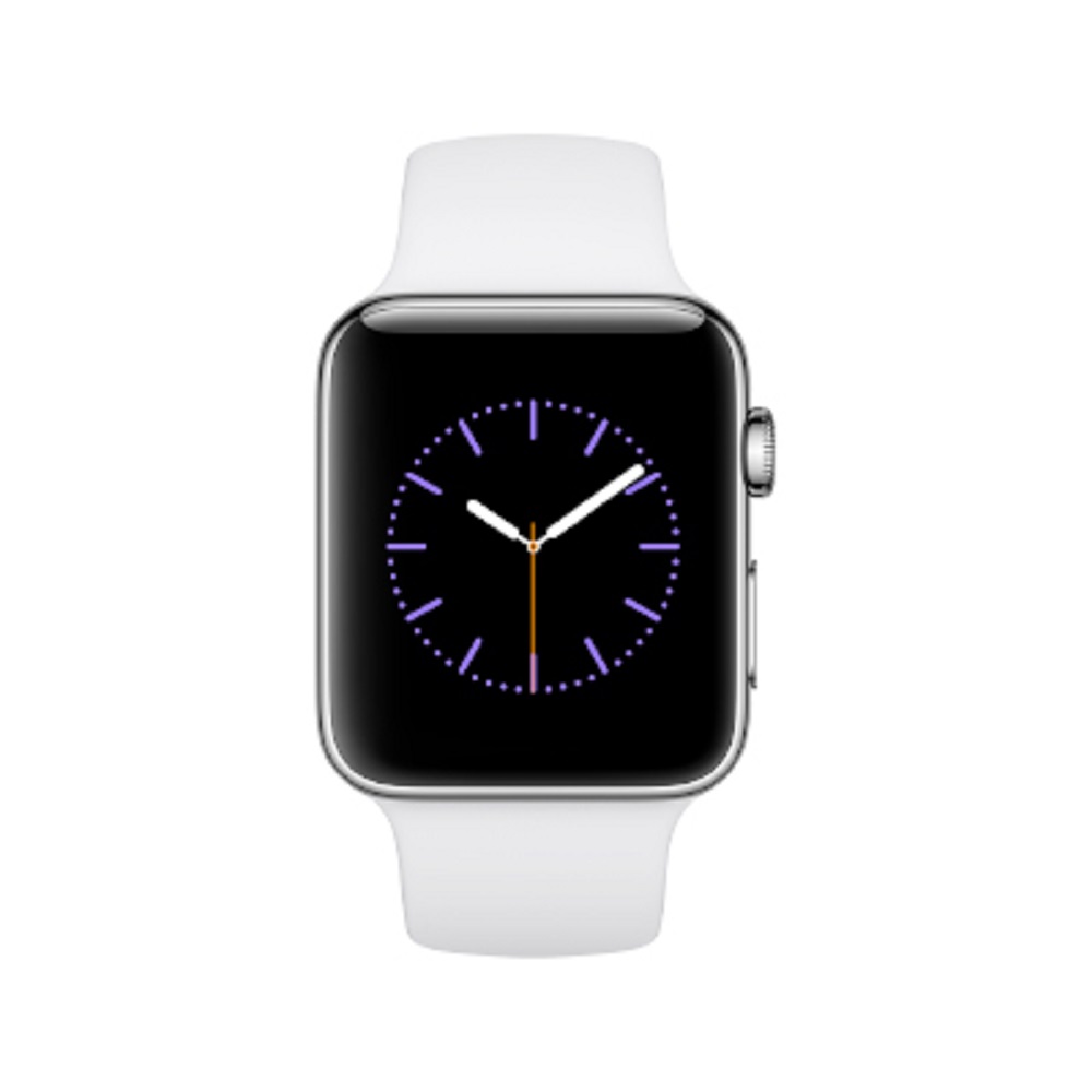 Apple Watch Series 2 42mm不鏽鋼錶殼搭配白色運動型錶帶