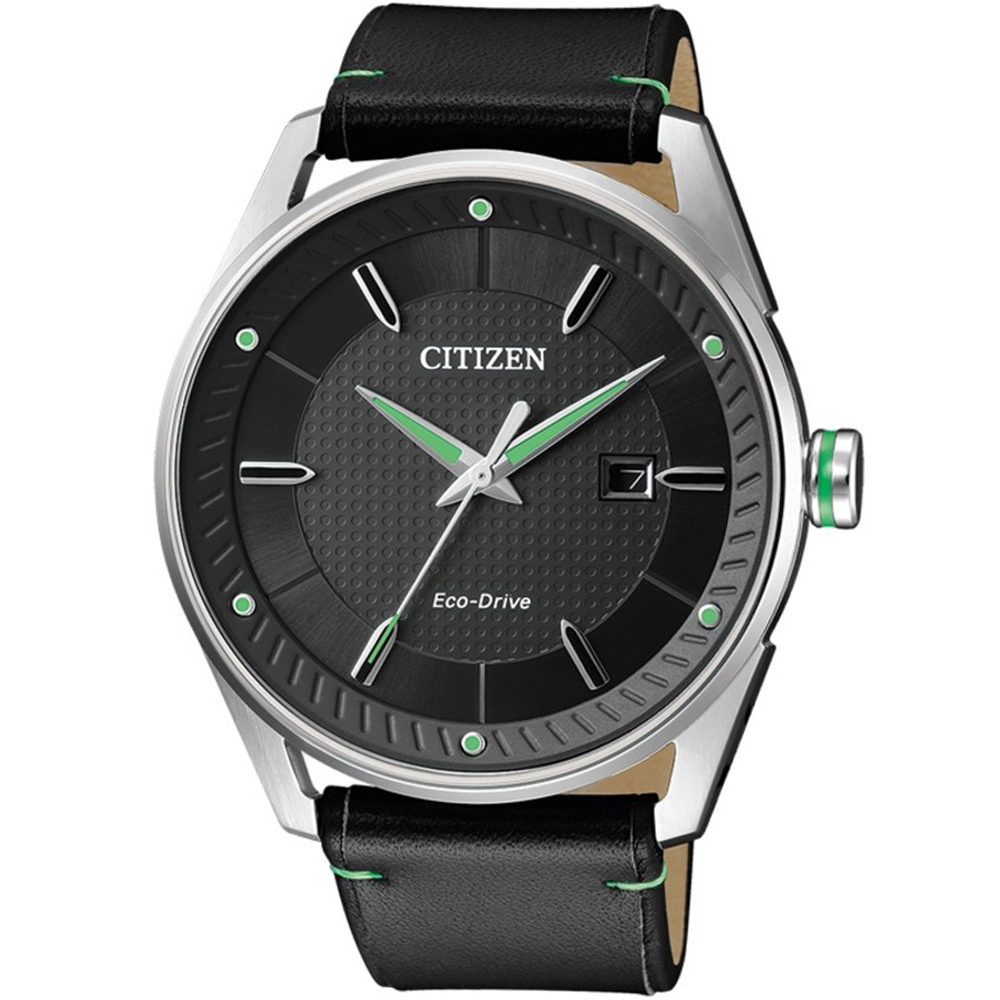 CITIZEN 時尚光動能商務腕錶(BM6981-13H)-黑x皮帶版/42mm