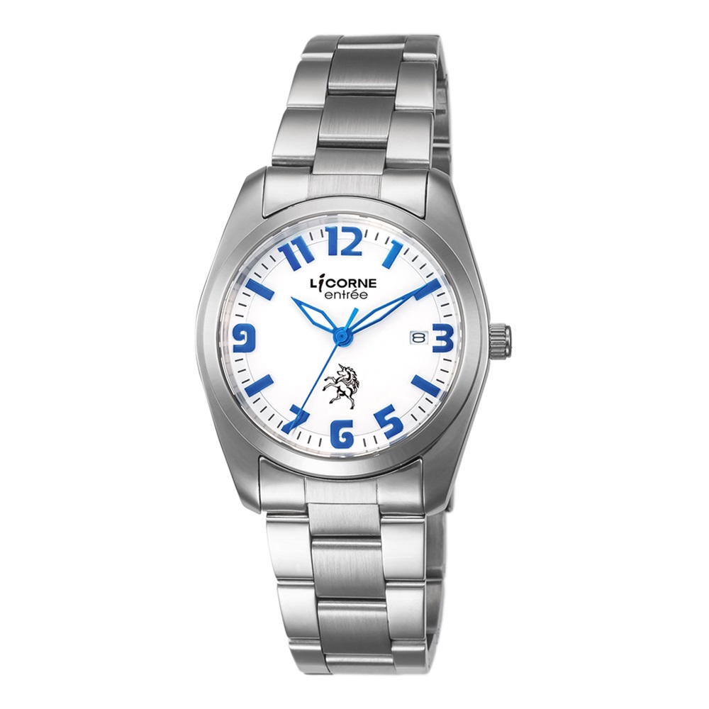 LICORNE 恩萃 Entree LT083BWWA-N 市腕錶-白x藍/36mm
