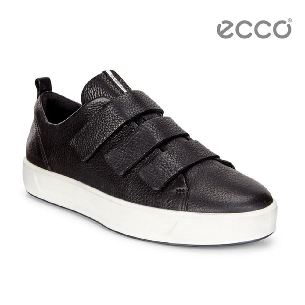 ECCO SOFT 8 LADIES 簡約魔鬼氈休閒鞋-黑