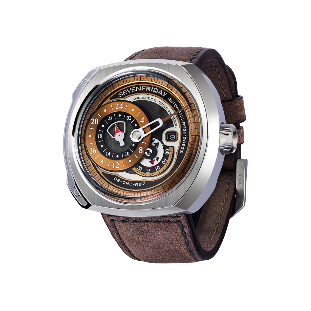 SEVENFRIDAY Q2 日期顯示自動上鍊機械錶-銅色/44*50mm