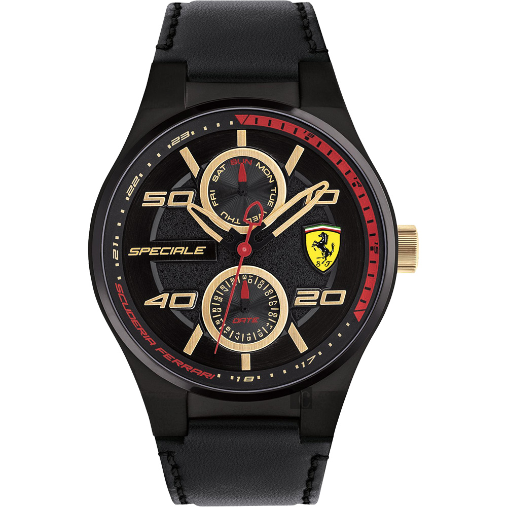 Scuderia Ferrari 法拉利 SPECIALE 日曆腕錶-黑/44mm