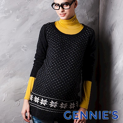 Gennies-010系列-愛心雪花羊毛孕婦上衣(TS216)灰/紅二色可選