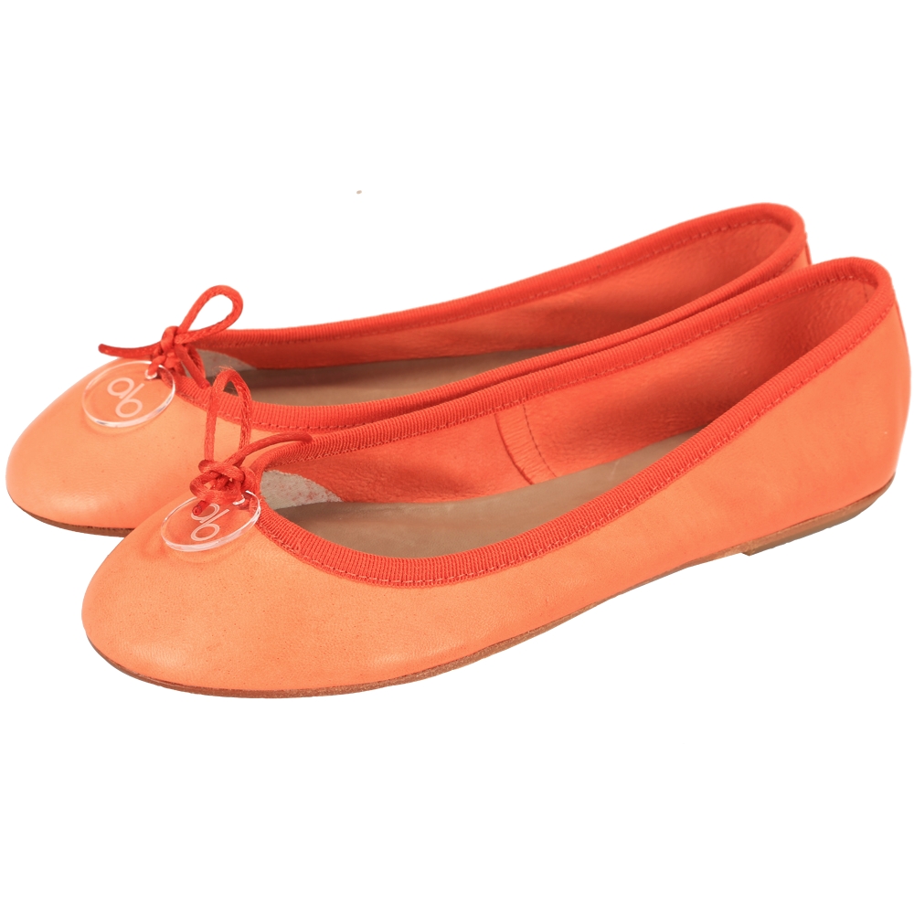 anna baiguera Annette 圓牌LOGO蝴蝶結芭蕾舞鞋(橘色)
