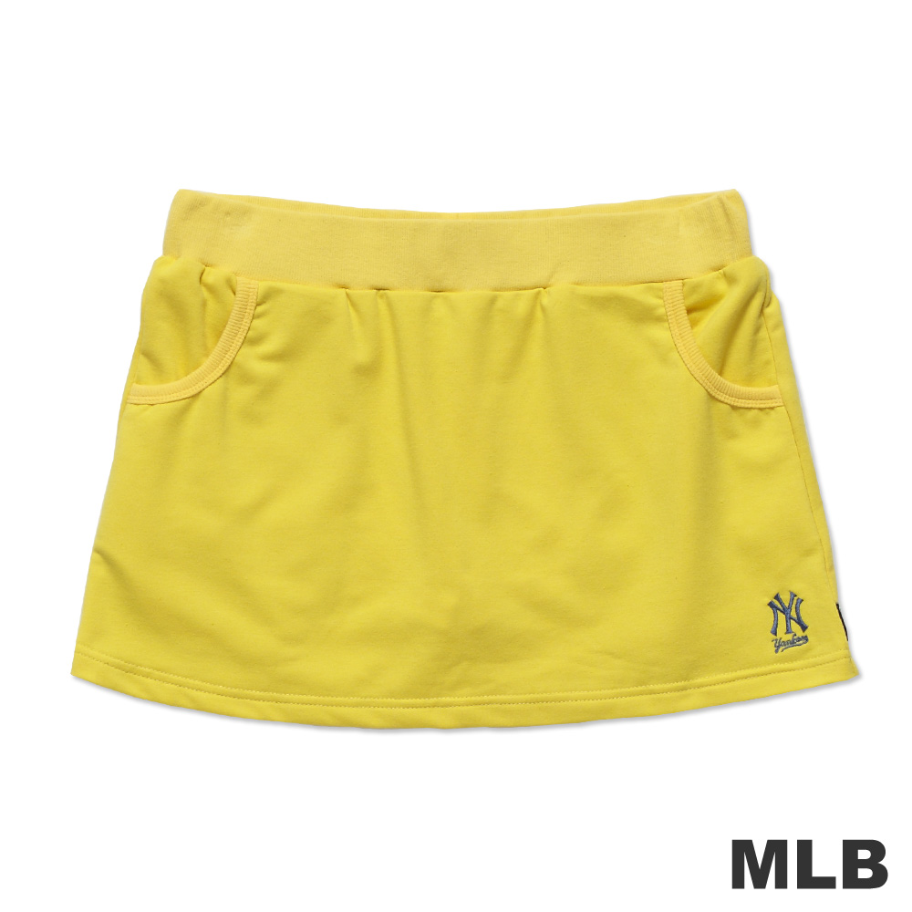 MLB-紐約洋基隊繡印花休閒短裙-淺黃(女)