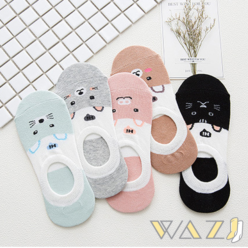 Wazi-可愛動物棉質短襪踝襪 (1組五入)