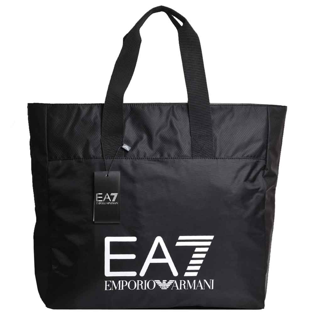 EMPORIO ARMANI EA7品牌圖騰 LOGO尼龍購物托特包(黑)