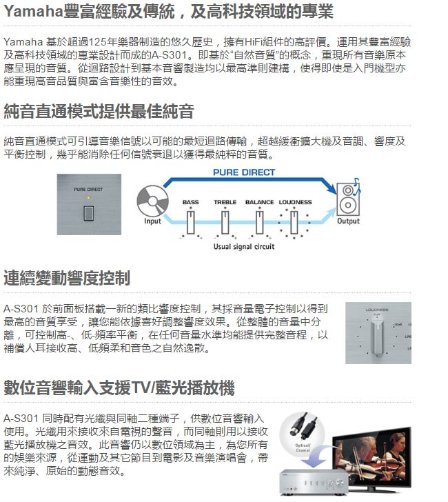 Yamaha Hi-Fi綜合擴大機A-S301+CD-N301 CD播放器