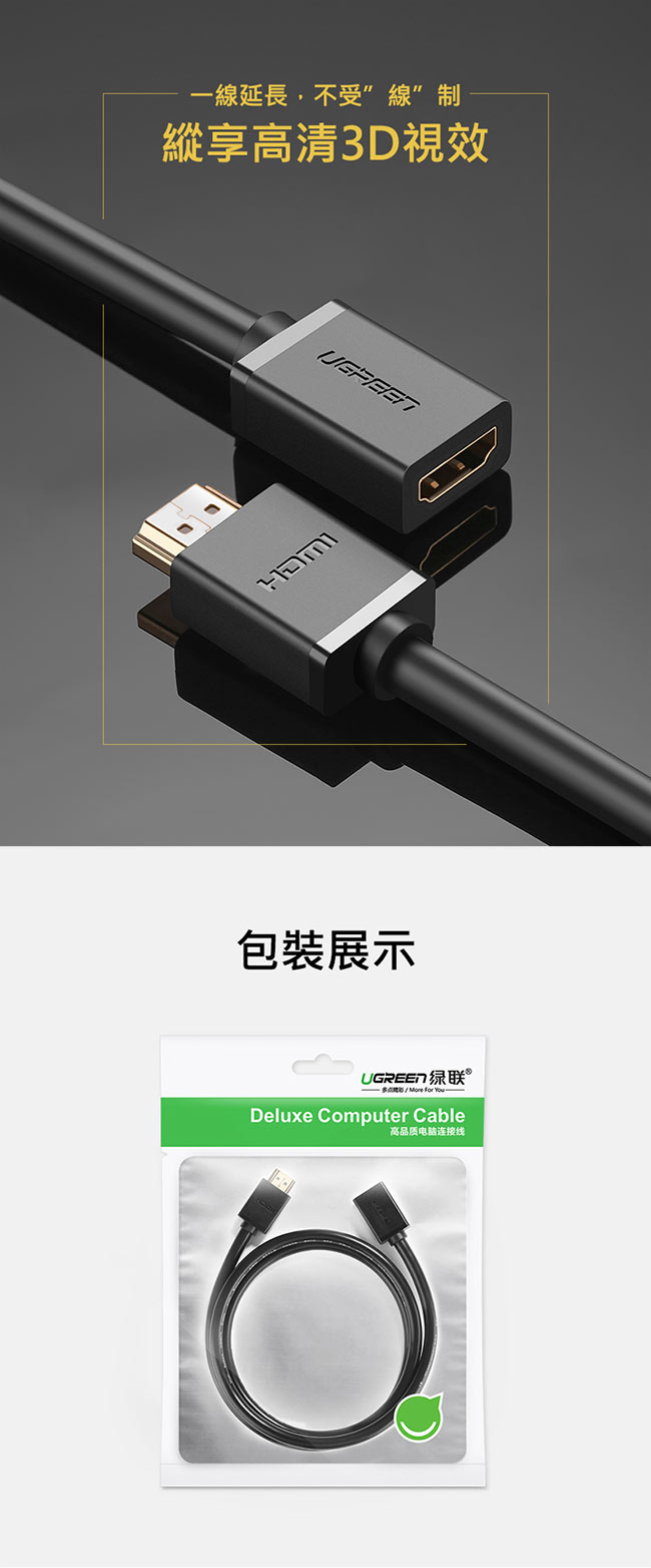 綠聯 HDMI延長線 1M