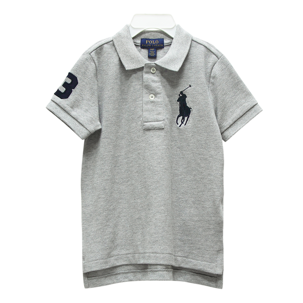 Ralph Lauren 男童數字3經典大馬短袖POLO衫-灰色(2/2T)