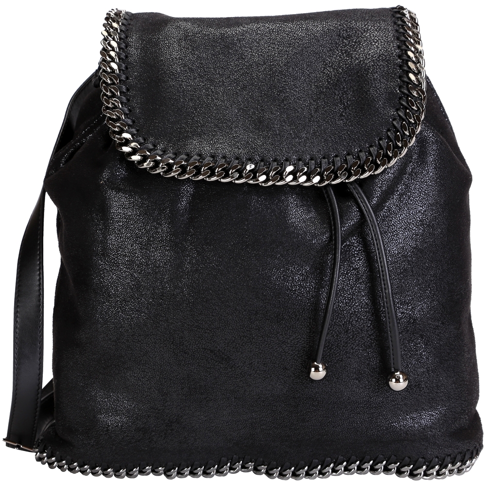 Stella McCartney Falabella 金屬鍊帶滾邊後背包(黑色)