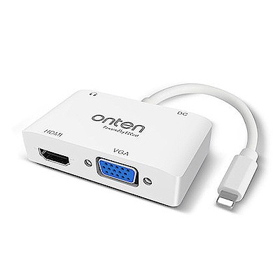 【ONTEN】HDMI+VGA高清智能Lightning 視頻轉換盒 白(OTN-7585