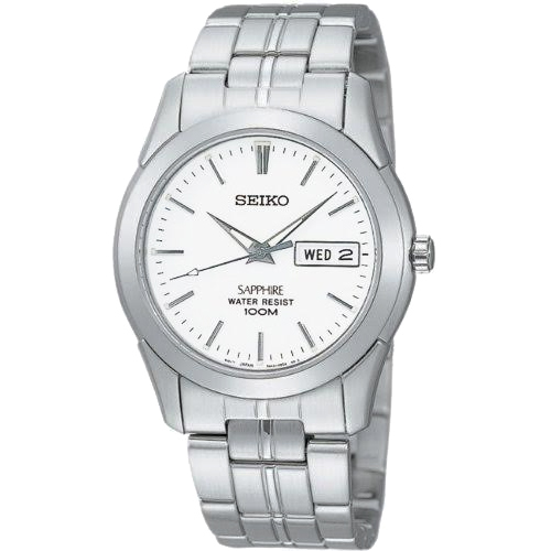 SEIKO 經典藍寶石水晶鏡面鋼帶錶(SGG713J1)-白/35mm