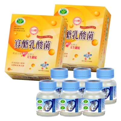 台糖 寡醣寡醣乳酸菌(30包/盒)x2盒+原味蜆精(62ml/瓶)x6瓶