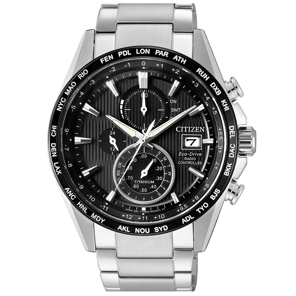 CITIZEN 星辰 鈦電波計時腕錶(AT8154-82E)-黑/42.2mm