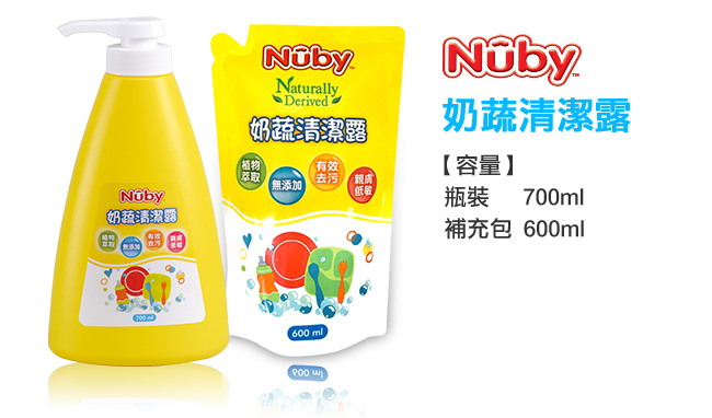 Nuby 奶蔬清潔露補充包(600ml)
