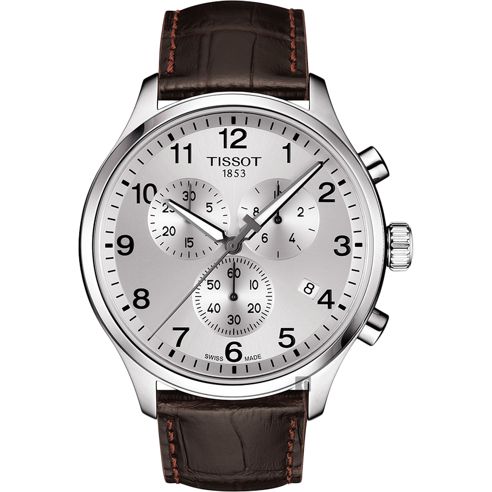 TISSOT 天梭 官方授權 韻馳系列 Chrono XL計時手錶-銀x咖啡/45mm T1166171603700