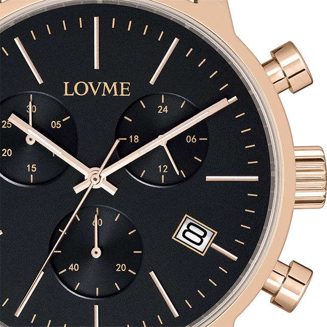 LOVME 城市獵人個性時尚手錶-IP玫x黑/43mm