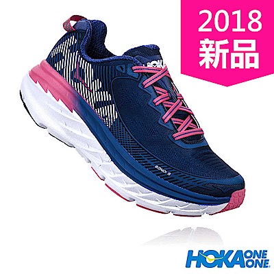 HOKA ONE ONE 女 BONDI 5 WIDE 路跑鞋 設計藍/粉紅