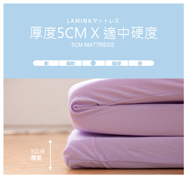 LAMINAMicroban抗菌透氣床墊5cm-薰衣紫 (雙人)