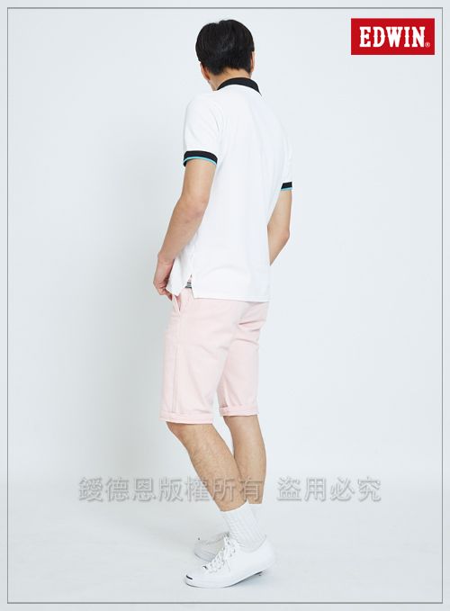 EDWIN 基本鈄袋休閒短褲-男-粉紅色