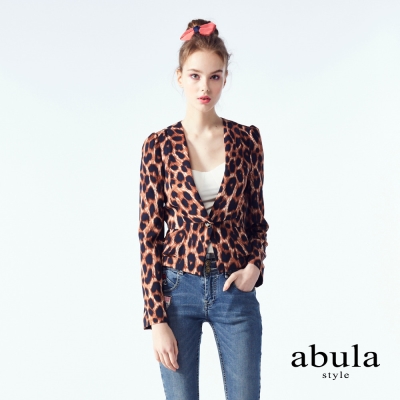 abula-style-豹紋印花造型小西裝外套