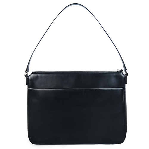 agnes b. 燙銀LOGO三角幾何肩背包(藍)