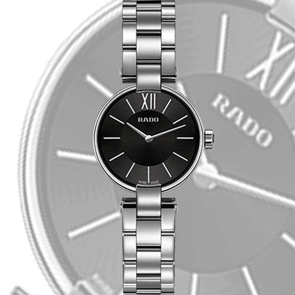 RADO 雷達錶 官方授權(R02) Coupole系列 新時代時尚腕錶-黑/27mm